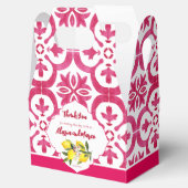 Fuchsia Majolica magenta tegels gepersonaliseerd Bedankdoosjes (Geopend)