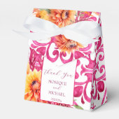 Fuchsia Majolica tegels sinaasappel dahlia sjabloo Bedankdoosjes (Voorkant Zijde)