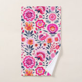 Fuchsia Mexicaanse bloemen patroon Bad Handdoek (Handdoek)