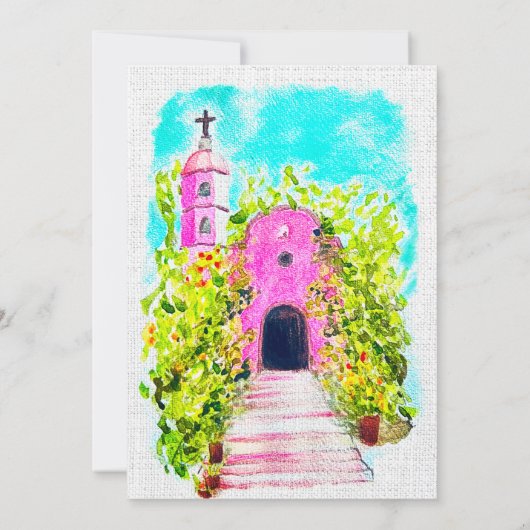 Fuchsia Mexicaanse kapel met bloemenwijnstokken br Kaart (Achterkant)