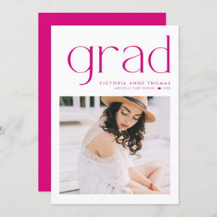 Fuchsia Minimalist Typography Photo Afstuderen Aankondiging