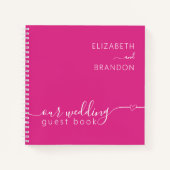 Fuchsia, moderne, minimale bruiloft notitieboek (Voorkant)