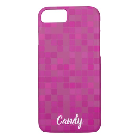 Fuchsia mosaïque rose pixels nom coque iphone (Dos)