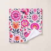 Fuchsia Motif mexicain de fleurs (Gant de toilette)