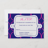 Fuchsia Navy Blau Moderne Trouw-RSVP #2 RSVP Kaartje (Achterkant)