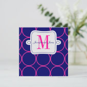 Fuchsia Navy Blue Modern Wedding Invitation #2 Kaart (Staand voorkant)