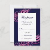 Fuchsia & Navy Feathers RSVP (Devant)