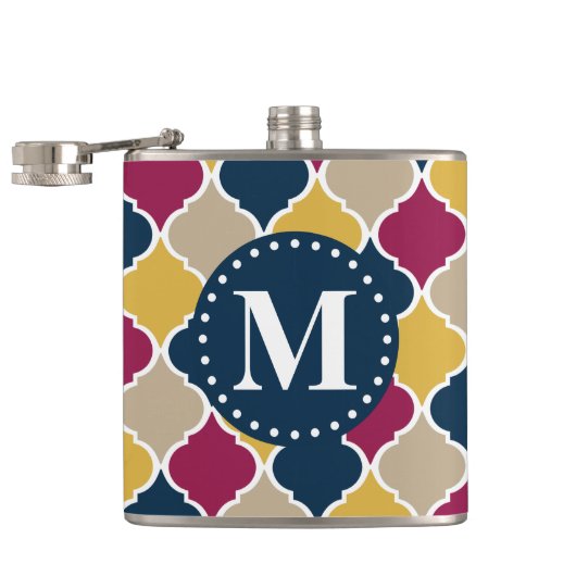 Fuchsia Navy Moroccan Lattice Monogram Heupfles (Geopend)