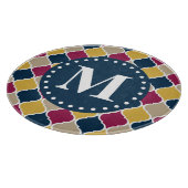 Fuchsia Navy Moroccan Lattice Monogram Snijplank (Hoek)