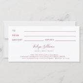 Fuchsia opaal gift certificaat (Achterkant)