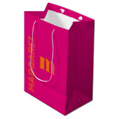 Fuchsia & orange custom initial name modern medium cadeauzakje (Voorkant Gekanteld)