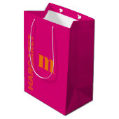 Fuchsia & orange custom initial name modern medium cadeauzakje (Achterkant Gekanteld)