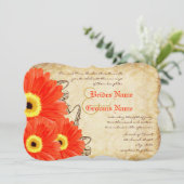 Fuchsia & Orange Gerber Daisy Faire-part de mariag (Debout devant)