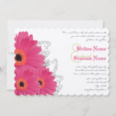 Fuchsia & Orange Gerber Daisy Faire-part de mariag (Devant)