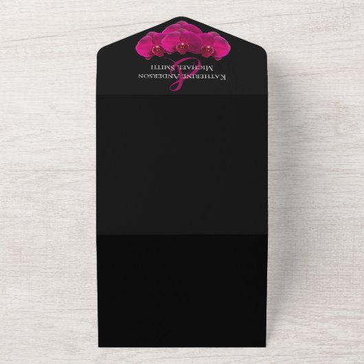 Fuchsia Orchid Wedding-QR-code All In One Uitnodiging (Buitenkant)