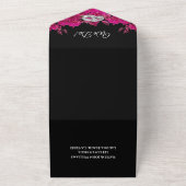 Fuchsia Orchids op Black-Wedding- All In One Uitnodiging (Buitenkant)