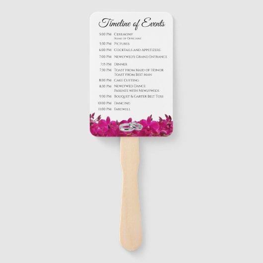 Fuchsia Orchids op White-Wedding-programma- Handwaaier (Achterkant)