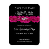 Fuchsia Orchids op Zwart- Bruiloft Save the Date- Magneet (Verticaal)