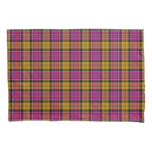 Fuchsia Paars en Gold Culloden Scottish Tartan Kussensloop