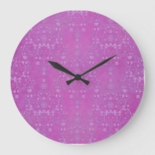 Fuchsia Paarse Bloemendamask Patroon Grote Klok