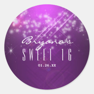 Fuchsia Paarse Glitter Club PARTY Stickers