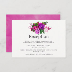  Fuchsia & Paarse shabby Wedding Reception Kaart