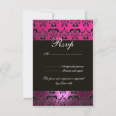FUCHSIA PAARSE ZWART DAMASK MONOGRAM RSVP wit (Achterkant)