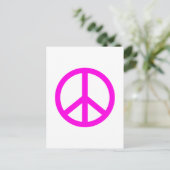 Fuchsia Peace Sign Briefkaart (Staand voorkant)