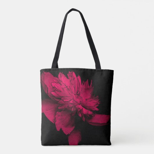 Fuchsia Peony Flower Abstract Floral Art Draagtas (Achterkant)