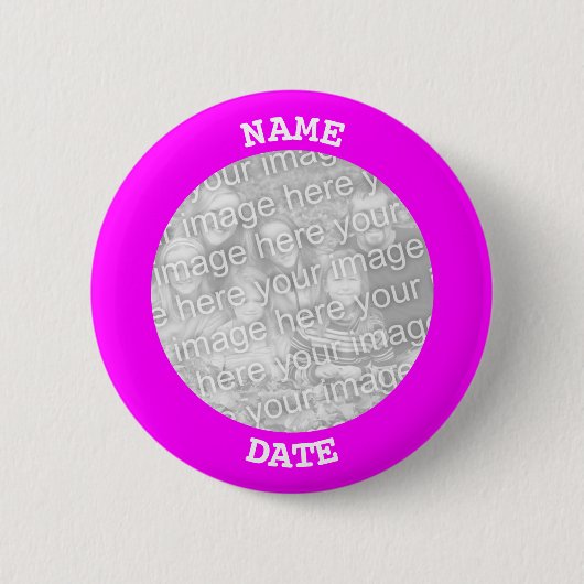 Fuchsia Personalized Round Photo Lijst Ronde Button 5,7 Cm (Voorkant)