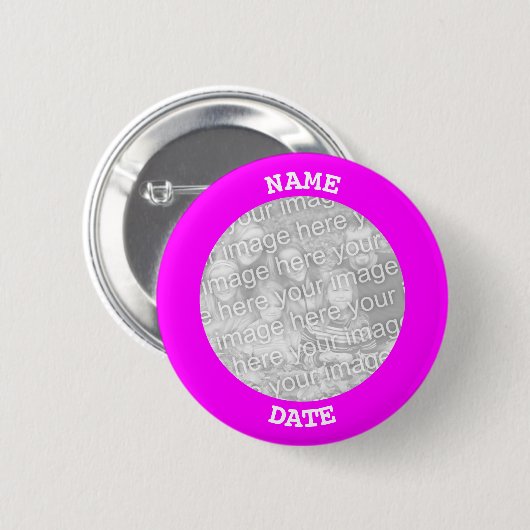 Fuchsia Personalized Round Photo Lijst Ronde Button 5,7 Cm (Voorkant /achterkant)