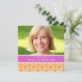 Fuchsia Photo Invitations à la fête du 50e anniver (Debout devant)