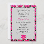 Fuchsia Pink Black Damask 60e verjaardag Kaart (Achterkant)