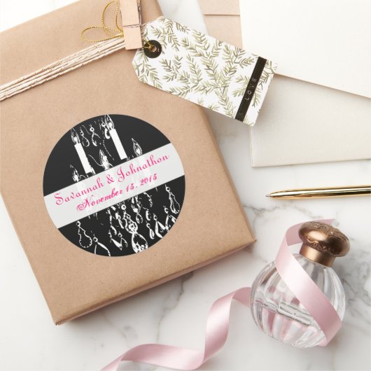 Fuchsia Pink Chandeliers Wedding Stickers (Geschenken)