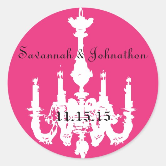 Fuchsia Pink  Chandeliers Wedding Stickers (Voorkant)