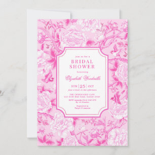 Fuchsia Pink Chinoiserie Floral Vrijgezellenfeest Kaart