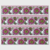 Fuchsia Pink Chrysanthemums Collage Wrapping Paper Cadeaupapier (Vlak)
