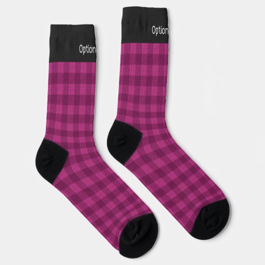 Fuchsia Pink - Classic Check - jouw naam over Sokken (Rechts)