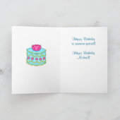 Fuchsia Pink Cupcakes/Cake Custom Happy Birthday Kaart (Binnen)