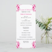 Fuchsia Pink Damask Wedding Programma (Staand voorkant)
