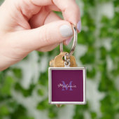 Fuchsia Pink en Lavender Gepersonaliseerd Monogram Sleutelhanger (Hand)