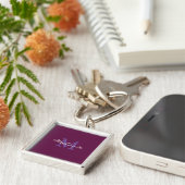 Fuchsia Pink en Lavender Gepersonaliseerd Monogram Sleutelhanger (Zijkant)