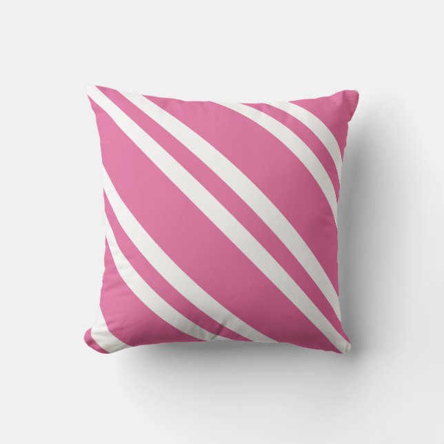 Fuchsia Pink en White Striped Buitenkussen (Voorkant)