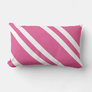 Fuchsia Pink en White Striped Diagonaal Patroon Kussen