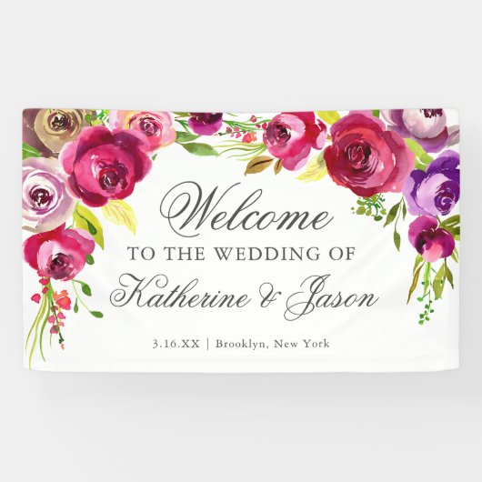 Fuchsia Pink Floral Chic Romantic Weduwschap Welko Spandoek (Horizontaal)