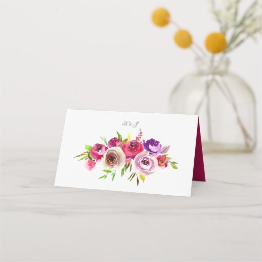 Fuchsia Pink Floral Romantic Garden Weddenschap Ta (Achterkant)