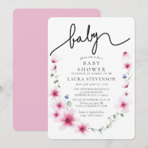 Fuchsia Pink Floral Wreatkalligrafie Baby shower