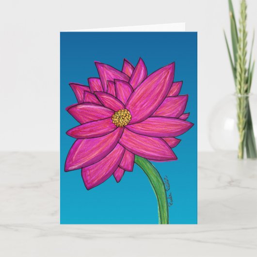 Fuchsia Pink Flower with blue background Kaart (Voorkant)