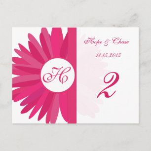 Fuchsia Pink Gerber Daisy Table Number Kaarten
