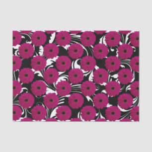 Fuchsia Pink Gerbera Daisy Black/White Swirl Girly Tissuepapier